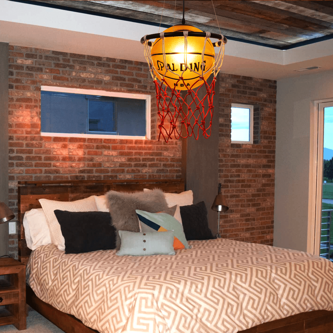 FINE MAKER Basketball Pendant Light Glass Industrial Chandelier Sport Ceiling Lighting Fixture Hanging Light for Restaurant Bar Sports Shop