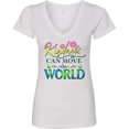 thumbnail image 3 of Inktastic Kindness Can Move the World with Flowers Women's V-Neck T-Shirt, 3 of 5