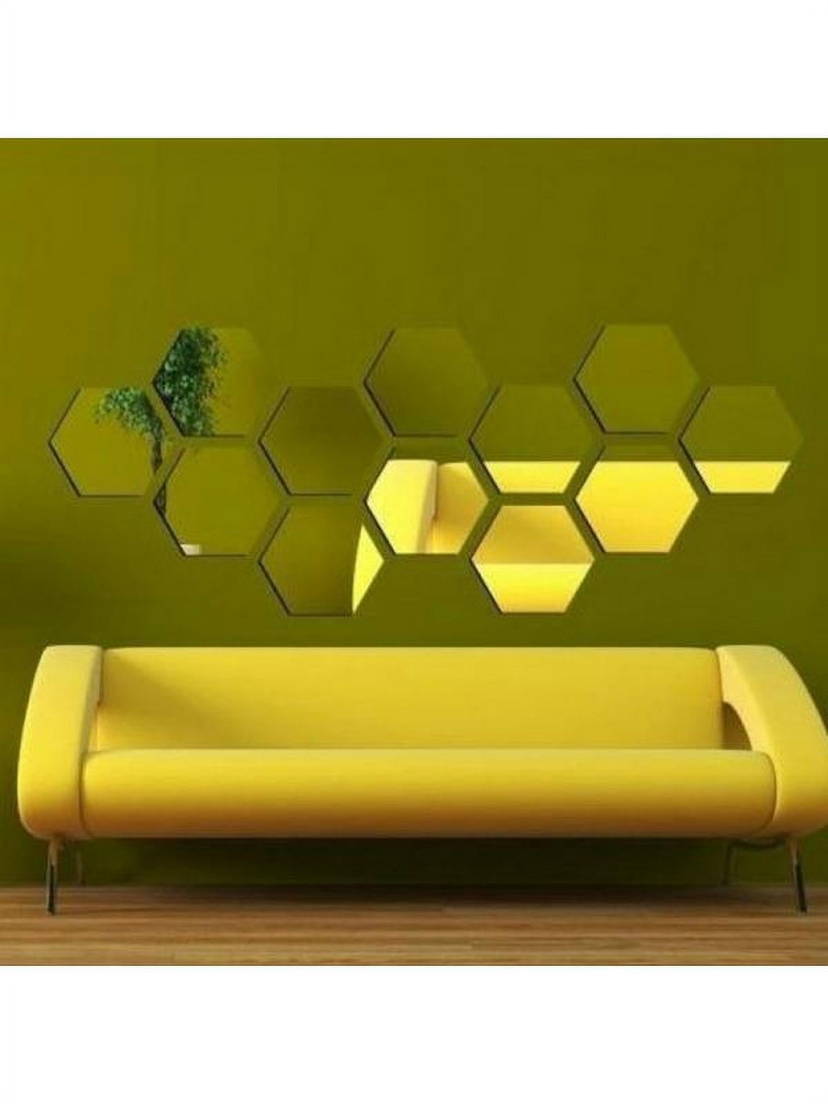 12Pcs Mirror Hexagon Removable Acrylic Wall Stickers Art DIY Home Decor Sple