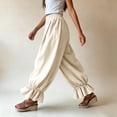 thumbnail image 6 of Women's Boho Harem Pants Casual Smocked High Waist Baggy Trousers with Ruffled Hem Loose Yoga Hippie Flowy Pants for Summer Vacation Lounge and Flattering Everyday Wear, 6 of 6