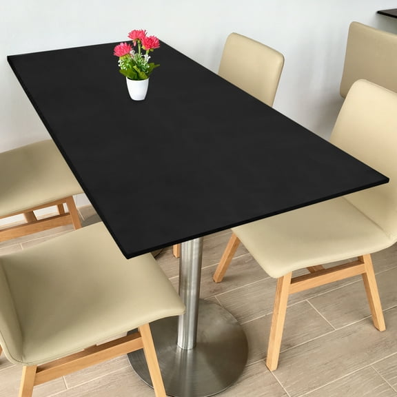 Fitted Tablecloth Fit 5ft Rectangle Table, Polyester Washable Spandex Stretch Table Cover with Elastic Edge for Picnic Camping Patio Outdoor (60"x30", Black)