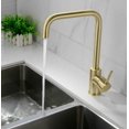 thumbnail image 3 of Grifo de baño dorado, grifo de lavabo de baño de oro cepillado con rociador, grifo de cocina pequeño para tocador RV, barra de un solo orificio, 3 of 5