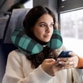thumbnail image 6 of Travel Pillow Memory Foam, Head Neck Support Airplane Pillow For Traveling, Car, Home, Travel Neck Flight Pillow 12 Inches Paleturquoise Buffalo Plaid Check Tartan Scotland_4, 6 of 8