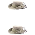 thumbnail image 1 of Guardurnaity Sombrero de pescador para mujer, gorra de ala ancha ajustable para acampar, sombreros de cubo, decoración Caqui 2Conjunto, 1 of 6
