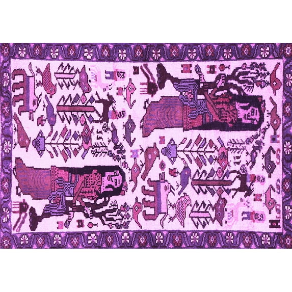 Ahgly Company Indoor Rectangle Animal Purple Traditional Area Rugs, 3' x 5'
