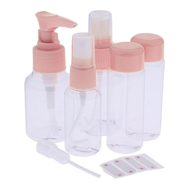 Mujer Viaje Aeropuerto Embotellado Plástico Vacío Conjunto Botellas Artículos Aseo Champú Rosado Salvador Set de Botellas de Viaje Portátiles