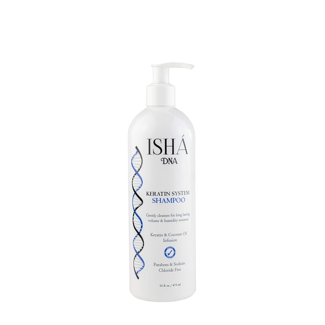 Champú ISHA DNA Keratin Treatment System - Aceite de coco sin sulfatos ni parabenos infundido para todo tipo de cabello (16 onzas líquidas)