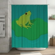 Animal Frog Water Lily Pattern Shower Curtain, Amphibian Waterproof Bath Curtains for Bathroom Decorations, 72 x 72 inches