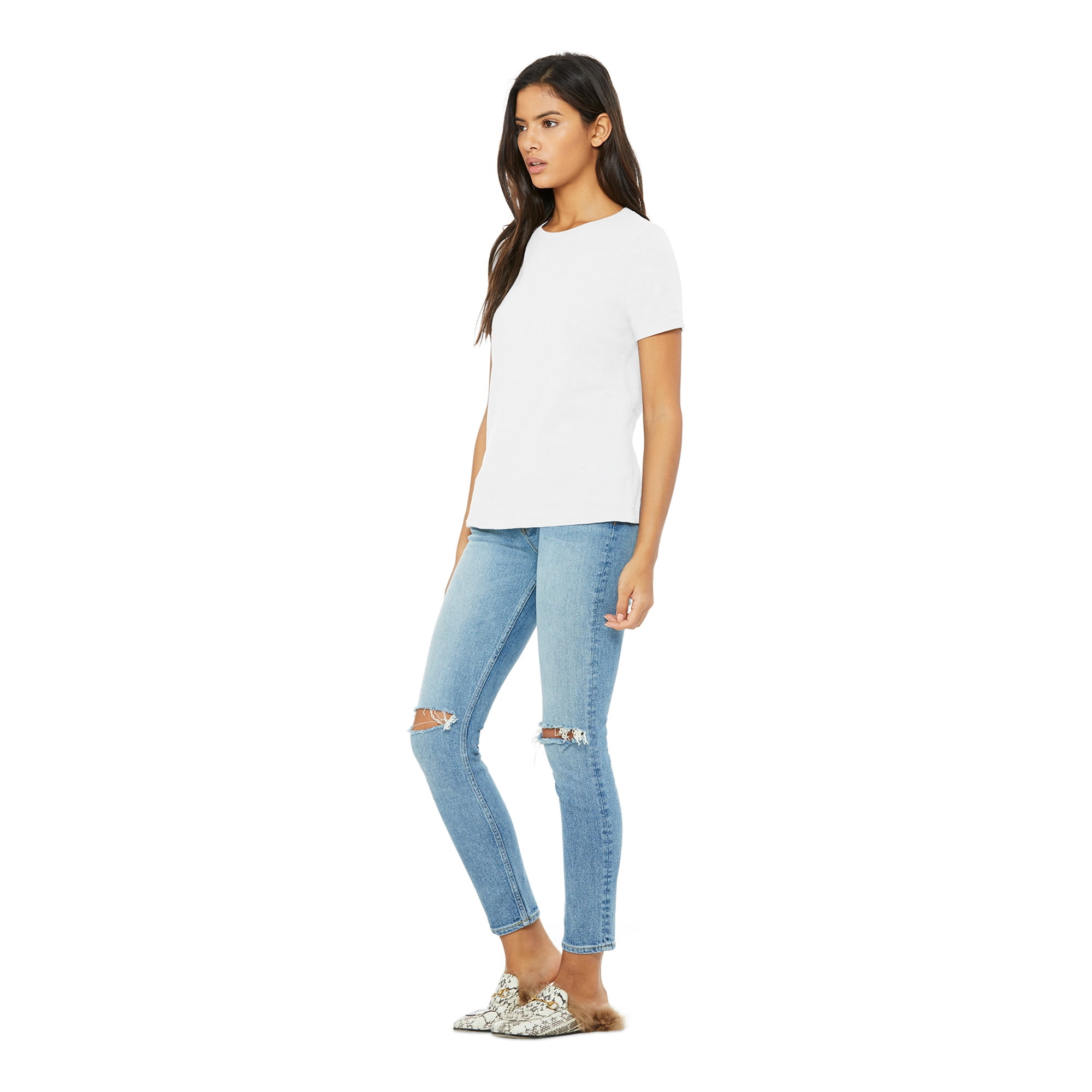 BELLA+CANVAS Women's Relaxed Crew Neck T-Shirt for Crafting, White, XXLarge