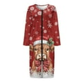 thumbnail image 3 of Yuyamidu Highland Cow Zipper Up Robes Snowflake Long Sleeve Robe for Women Comfy Mid-Calf Length Bathrobe Christmas Nightgown Sleepwear Red Crewneck Loungewear Size 2XL, 3 of 7