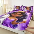 thumbnail image 3 of Castle Fairy Kids Girls Black Girl Princess Twin Sheet Sets 3pcs,Magical Animal Unicorn Twin Fitted Sheet Microfiber,Bling Glitter Breathable Flat Sheet,Super Cozy Room Decor, 3 of 7