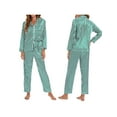thumbnail image 6 of Womens 2 Piece Silk Satin Pajama Set Long Sleeve Lounge Sets Button Down Shirts and Pants PJs Soft Sleepwear Sets, 6 of 7