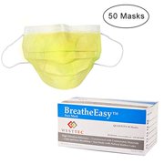 Disposable Face Mask Earloop Surgical Medical Dental Industrial 3-Ply - Yellow 50 units