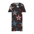 thumbnail image 4 of Wycnly Independence Day Dresses for Women 4th of July Plus Size Casual Swing Pocket Tunic Dresses Short Sleeve V-Neck US Flag Print Summer Midi Formal Dress Black xxxxl, 4 of 5