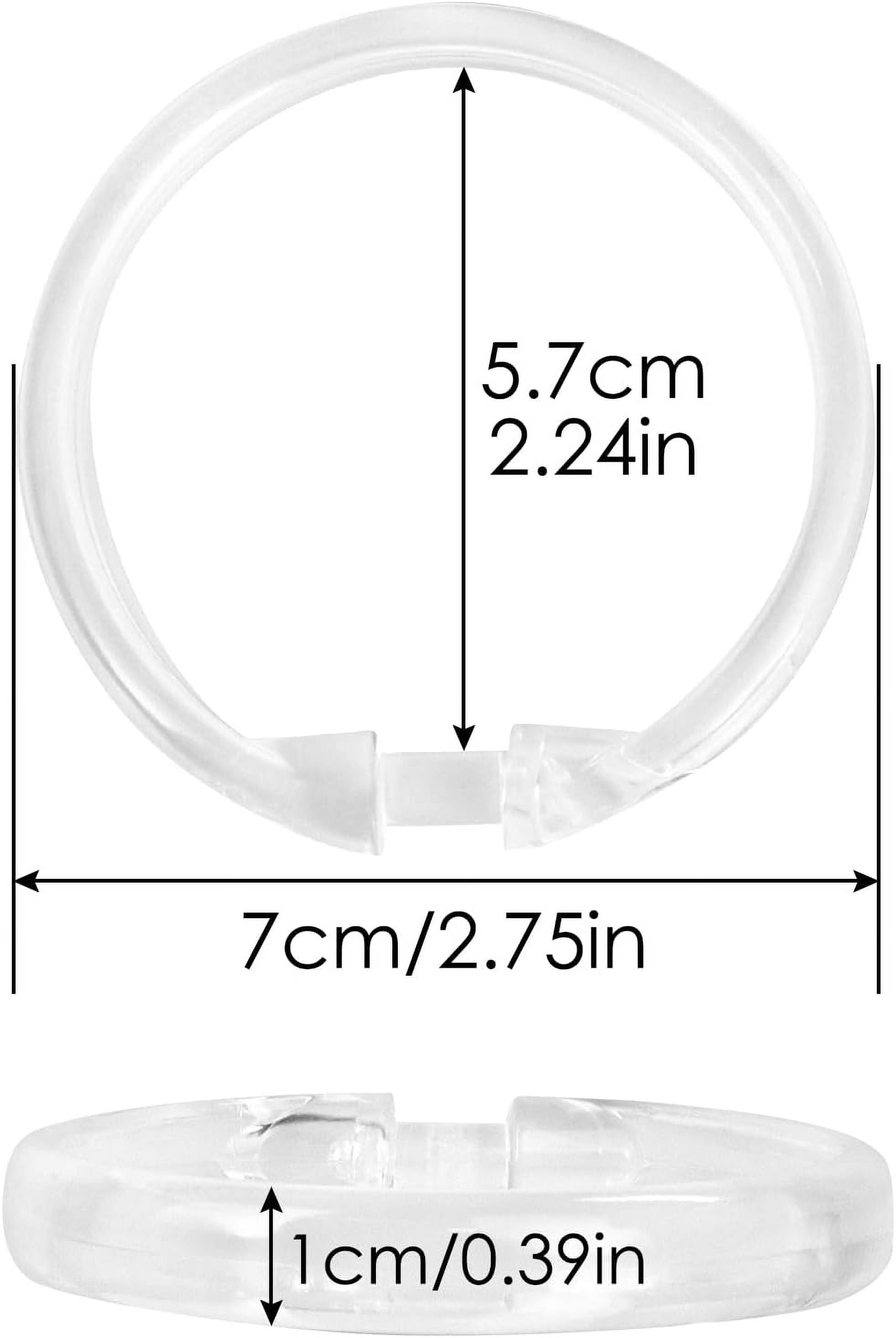 Qulable Shower Curtain Rings-12 Pack- Plastic Shower Curtain Hooks O-Shaped Rings Hook Glide Easily on Bathroom Shower Rod(Clear)