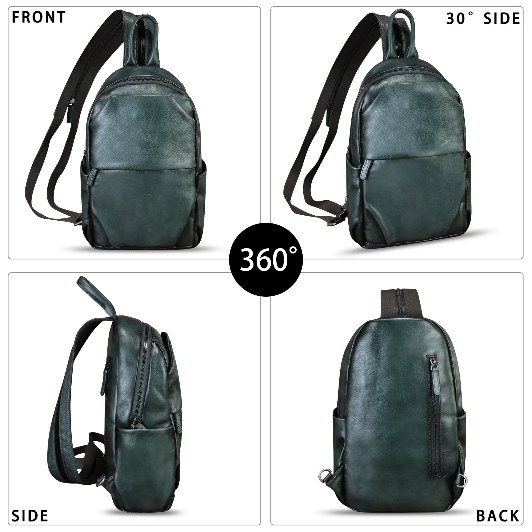 Genuine Leather Sling Bag for Men Women Retro Sling Backpack Purse Crossbody Bag