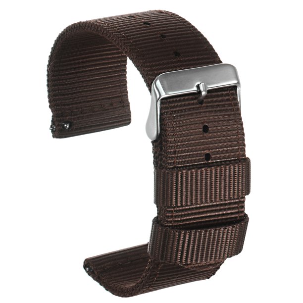Amarillo Nylon Reloj Correa 24mm Ancho Duradero Nylon Correa con Plata Hebilla, Universal Reemplazo Lienzo Reloj Correa 42