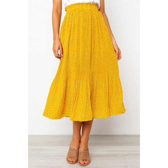 Washed Poly Silk Midi Swing Skirt main image 1