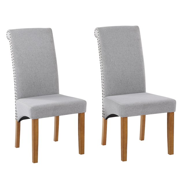 Irene Inevent 2 Piece Padded Dining Chairs with Solid Wood Legs Nailed