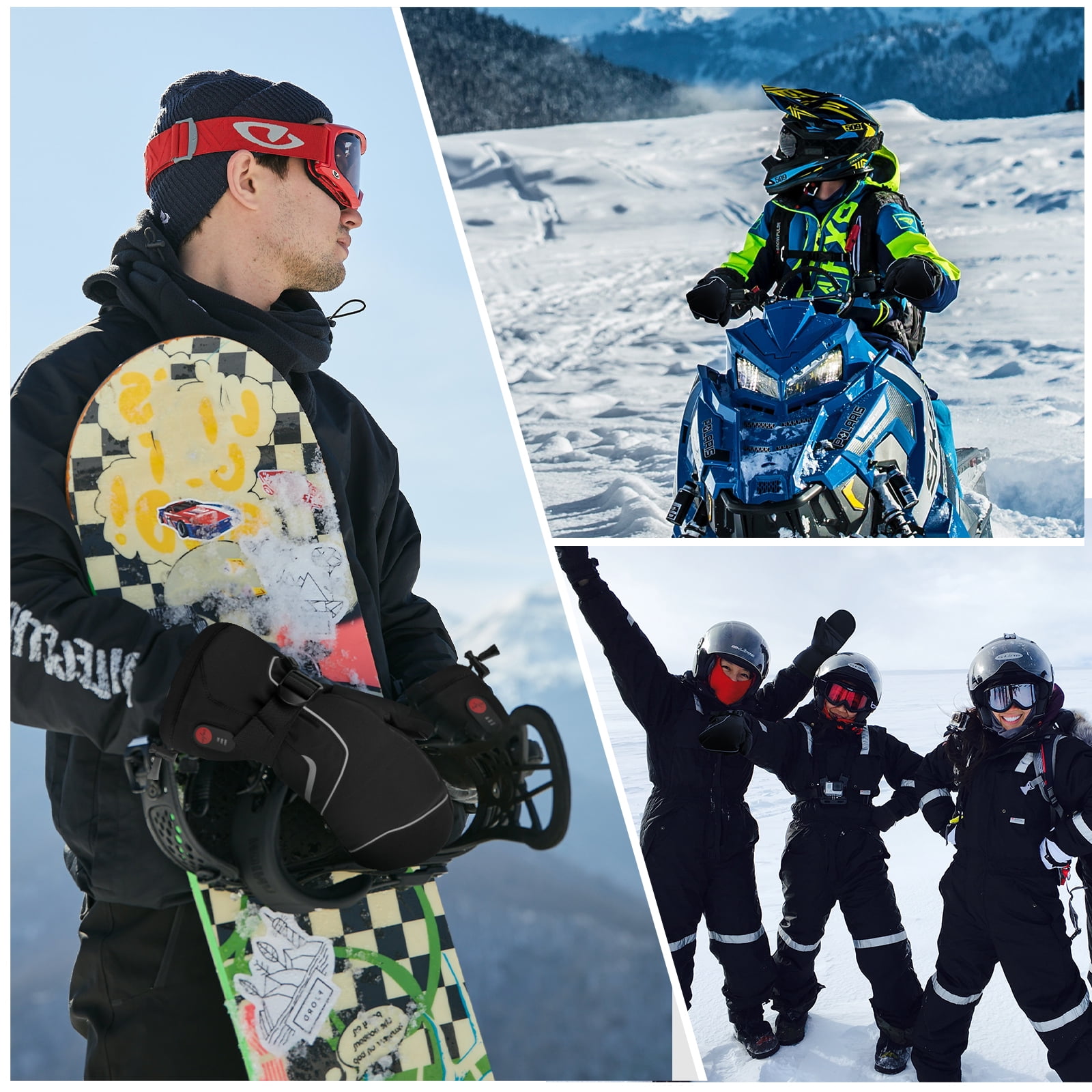 Savior Heat 7.4V 2200 mAh Rechargeable Battery Heating Gloves, Winter Warmth and Cold Protection Heated Ski Mittens Gloves
