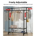 thumbnail image 4 of Anself 2 Tiers Clothes Rack, Double Rails Rolling Garment Rack, Clothes Rack or Hanging Rack, Double Rods Clothing Rack with Bottom Shelf, 4 of 9
