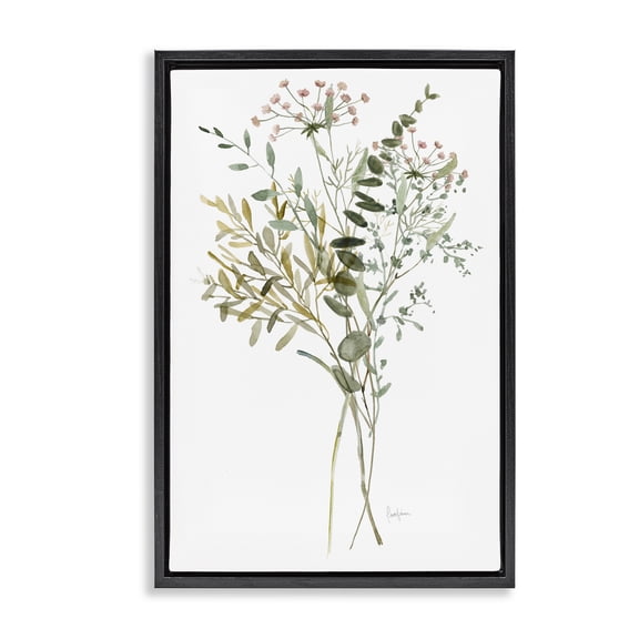 Stupell Industries Wild Country Herb Bunches Floral Painting Black Floater Framed Canvas Art Print Wall Art, 17 x 25