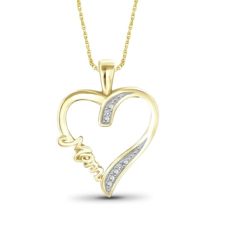 JewelersClub - White Diamond Accent Gold over Silver Mother Heart ...