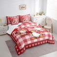 thumbnail image 3 of Homewish Girls Teens Kawaii Gnome 7-Piece Twin Bedding Sets,Geometric Plaid Grid Bedding Comforter Set,Romantic Valentine's Day Breathable Sheet Sets,Super Cozy Room Decor,Reversible, 3 of 8