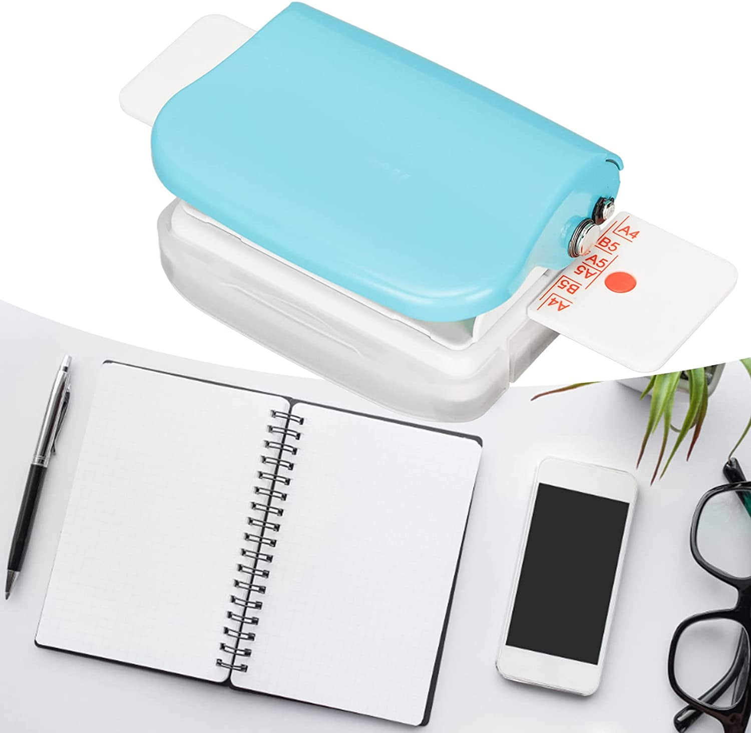 ABCISI Binding Machines, Mini Manual Multipurpose 6 Holes Cinch Book Binding Machine, Coil Binding Machine for Home Office(Blue)