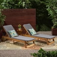 thumbnail image 2 of GDF Studio Lillian Outdoor Acacia Wood Armless Adjustable Chaise Lounges with Cushion, Set of 2, Teak and Dark Gray, 2 of 9