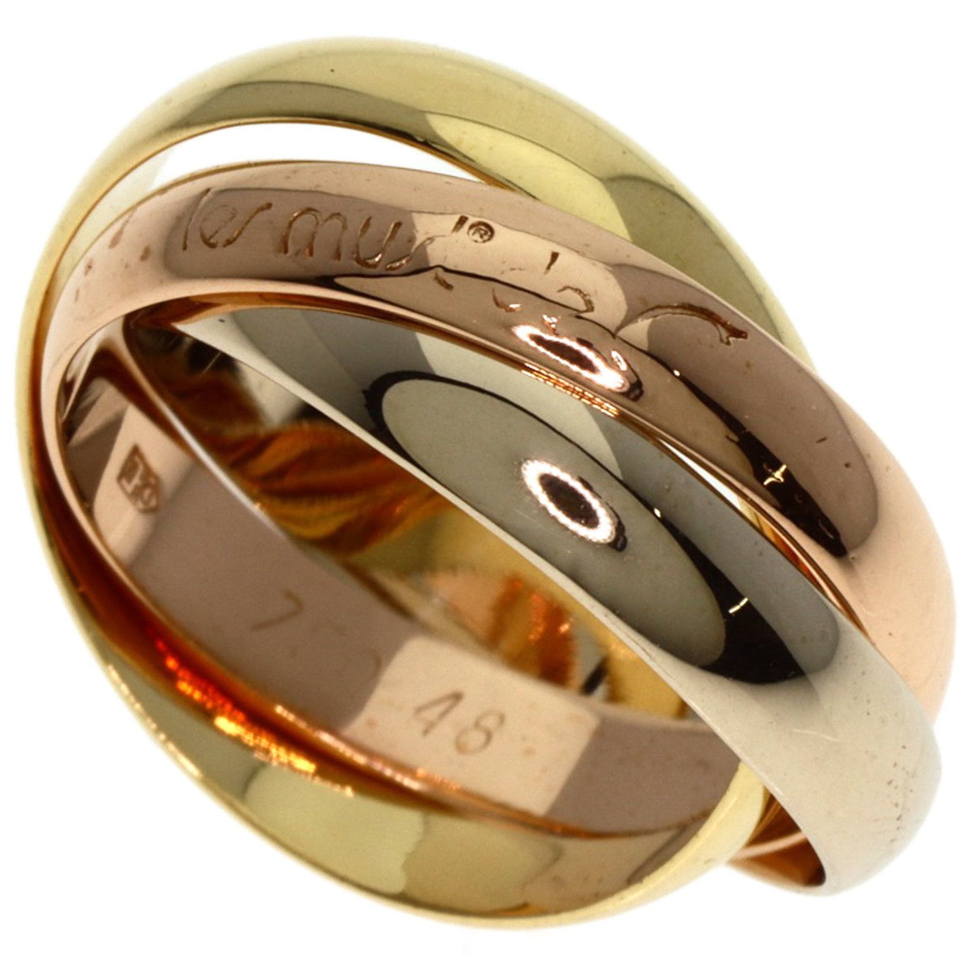 Pre-Owned Cartier Trinity #48 Ring, 18K Yellow Gold, K18WG, K18PG, Women's, CARTIER (Good)