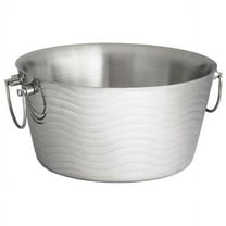 Tablecraft WBT14 Wave Round Stainless Steel Double-Walled Beverage Tub - 14 1/2" x 7 1/2"