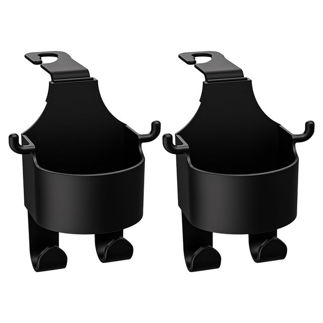 Fiudx Gancho para Respaldo de Asiento de Coche, Organizador Multifuncional, Material Abs Duradero, Portavasos y Gancho, Fácil Instalación, Diseño Compacto, Juego de 2 Piezas