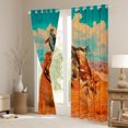 thumbnail image 3 of Western Cowboy Blackout Curtains,Rustic Farmhouse Bull Cattle Curtains Teens,Southwest Wild Desert Window Curtains & Drapes,Watercolor Batik Darkening Curtains Western Bedroom Decor 42"X63", 3 of 5