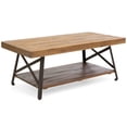 thumbnail image 2 of Best Choice Products Living Room Acacia Wooden Cocktail Coffee Accent Table w/ Sturdy Metal Legs, Bottom Shelf - Brown, 2 of 6