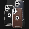 thumbnail image 5 of ELEHOLD Hybrid Rugged Case For iPhone 14 Pro – PU Leather + Hard PC Magnetic Shockproof Cover, MagSafe Compatible for Durable Protection, Brown, 5 of 12