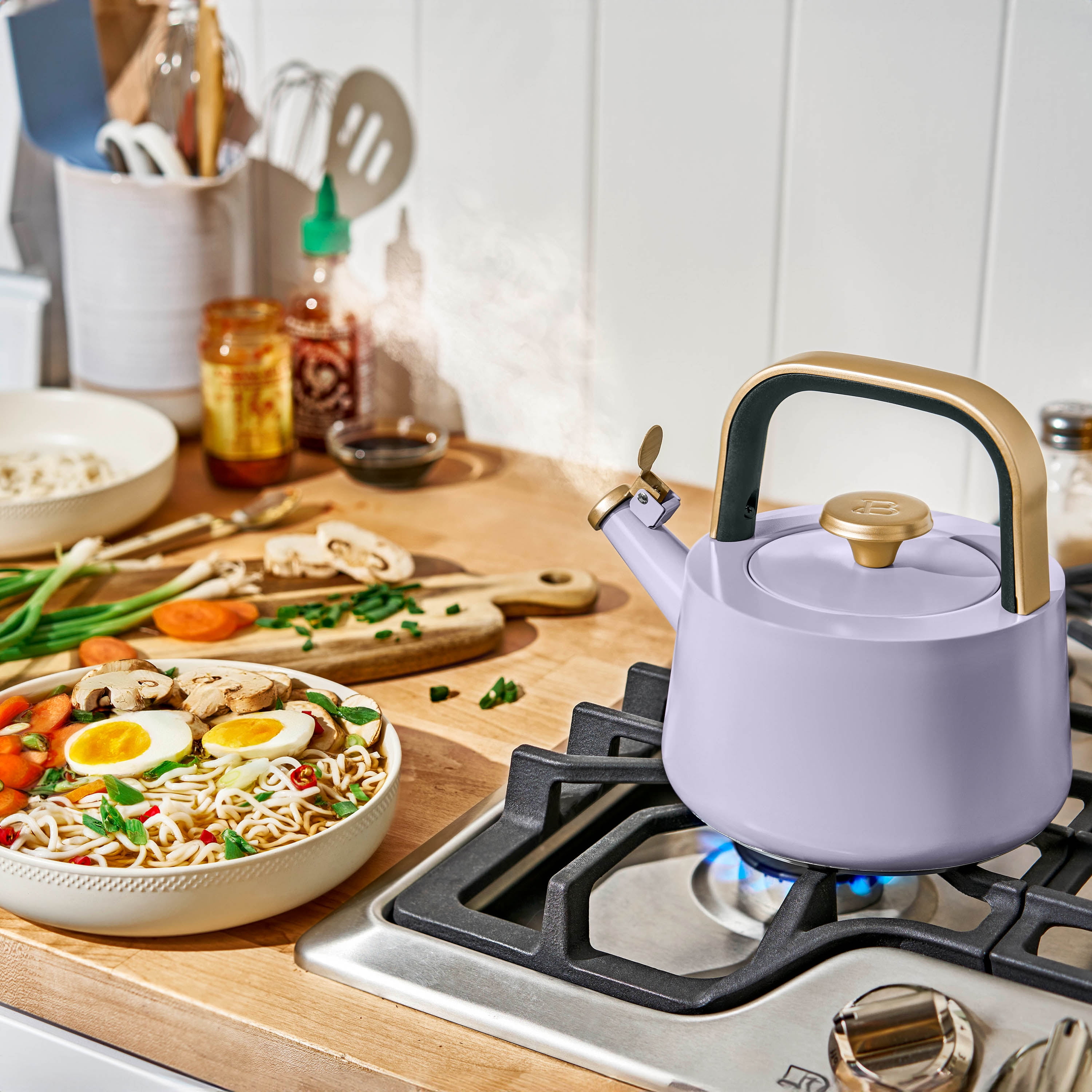 Beautiful 1.8L Ceramic Non-Stick Stovetop Tea Kettle, Lavender by Drew Barrymore