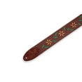 thumbnail image 2 of Levy's 2.5" Flowering Vine Leather Guitar Strap Burgundy/Yellow, 2 of 3