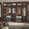 thumbnail image 2 of Aheaplus Durable Heavy Duty Garment Rack with 6 Drawers, Large Wall-Mounted Closet Organizer for Wardrobe, Bedroom, and Walk-in Closet, Gray Oak+Black, 2 of 9