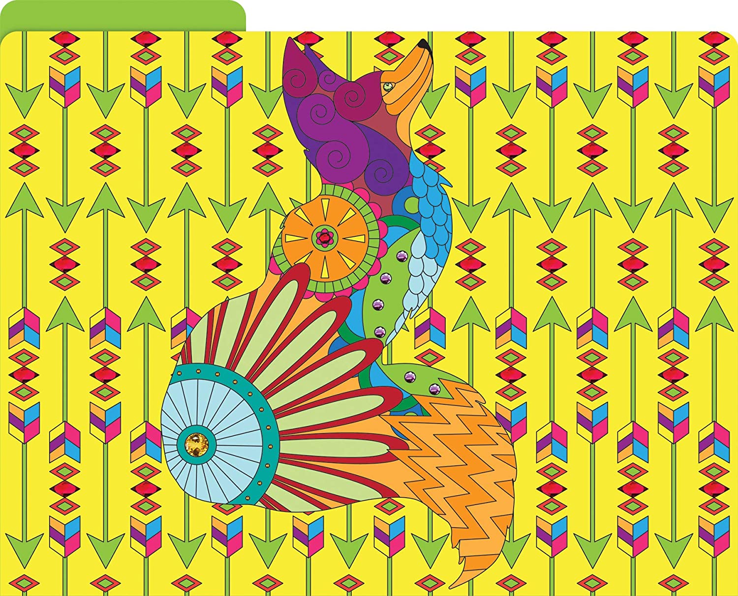 BARKER CREEK Designer File Folders Set of 12, Boho Animals, Multi-Design, Bohemian on Outside, Solid Colors on Inside, Letter Size, 1/3 Cut Tabs, 12-Pack, Home, School and Office Supplies (1342)