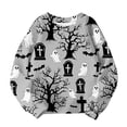 thumbnail image 4 of HAOTAGS Girls Halloween Sweatshirt, Relaxed Printed Fleece Round Neck, Long Sleeve (Ages 1–13) White Size 10, 4 of 5