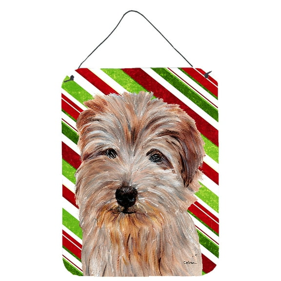 Norfolk Terrier Candy Cane Christmas Wall or Door Hanging Prints