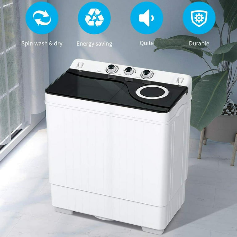 LifePlus Full Automatic Washing Machine and Spin Dry 1.8Cu.ft Portable  Clothes Laundry Compact Washer Water Filter Top-Load Drain Pump for Home  Apartment Dorm, Gray 