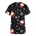 thumbnail image 5 of IROINNID Womens Scrub Tops Graphic Print Short Sleeve V-Neck Workwear Christmas Tops With Pocket,Black B, 5 of 5