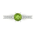 thumbnail image 2 of 1.05ct round cut green natural peridot 18k white gold Bridal Wedding Engagement Promise Anniversary Ring for Women size 8.75, 2 of 7