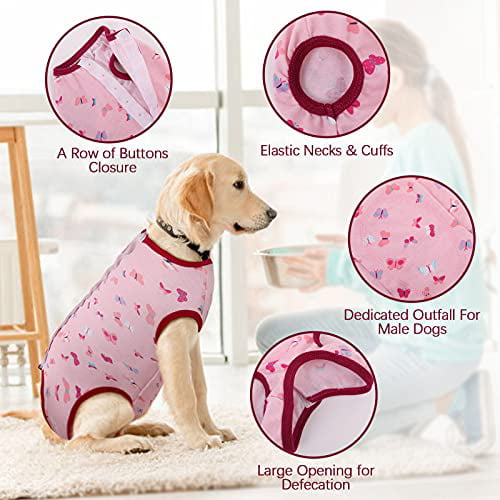 Pet Recovery Shirt Protector Suit for Abdominal Wound Skin Diseases Professional Onesie E-Collar Alternative for Female Male After Spay Anti Licking IDOMIK Recovery Suit for Dogs Cats After Surgery 