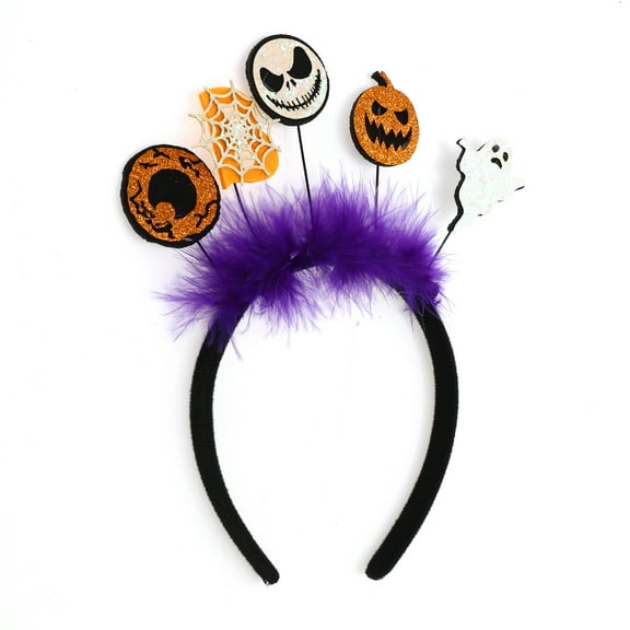 Unique Bargains 1 Pc Classic Pumpkin Pattern Headband for Halloween 4.72" Diameter Black Purple