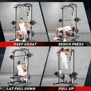 VIBESPARK Smith Machine Squat Rack, All-in-One Power Rack Cage with LAT-Pull Down System & Cable Machine, Power Cage with Barbell Bar, Weight Storage and More Attachment for Home Gym Workout