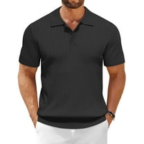 COOFANDY Men's Polo Shirts Short Sleeve Ribbed Knit Polo T Shirts Business Casual Golf Shirt Collar T Shirt