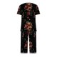 thumbnail image 5 of Qucoqpe - Conjuntos de pijama cómodos para mujer, con blusa de manga corta con cuello en V y pantalones anchos con estampado floral, estilo capri holgado, 5 of 5